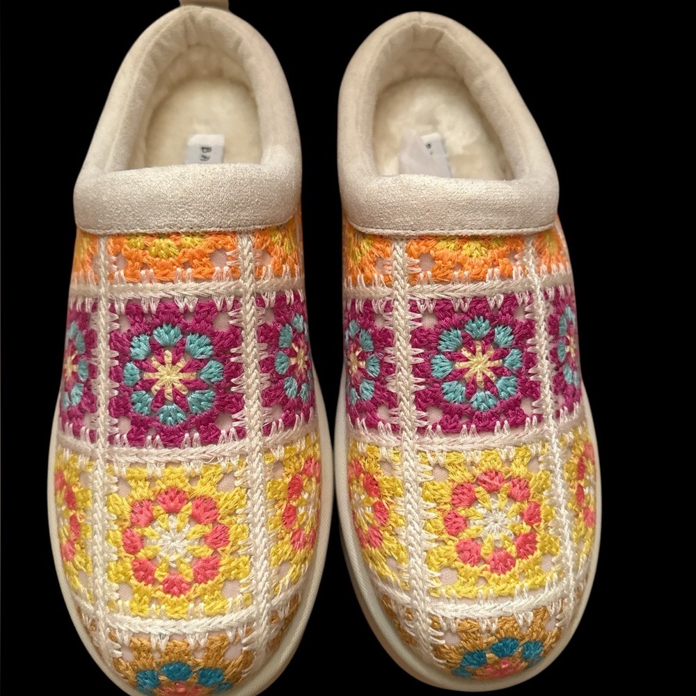 Granny Square Crochet Platform Clogs Size 7.5